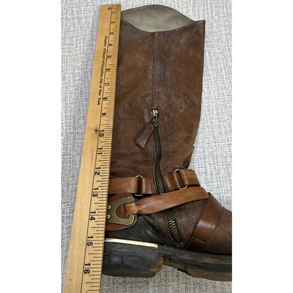 AS 98 Airstep Italian Zipper Boho Biker Brown Distressed Riding Boots 37/ 7 - Picture 16 of 16